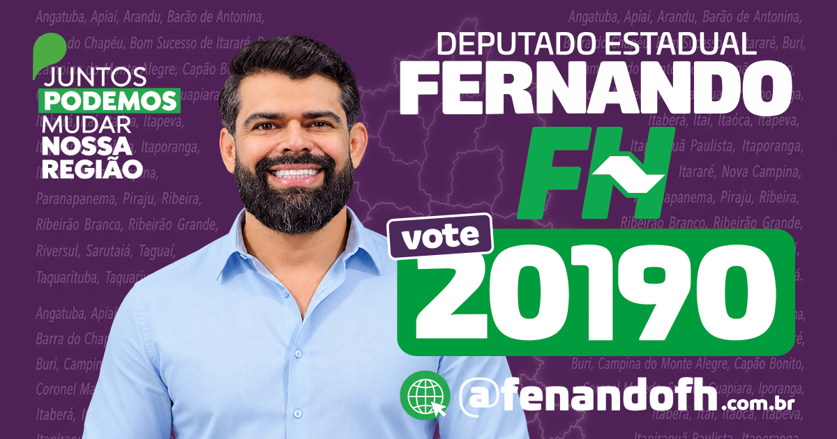 Fernando FH, candidato a deputado estadual, número 20190